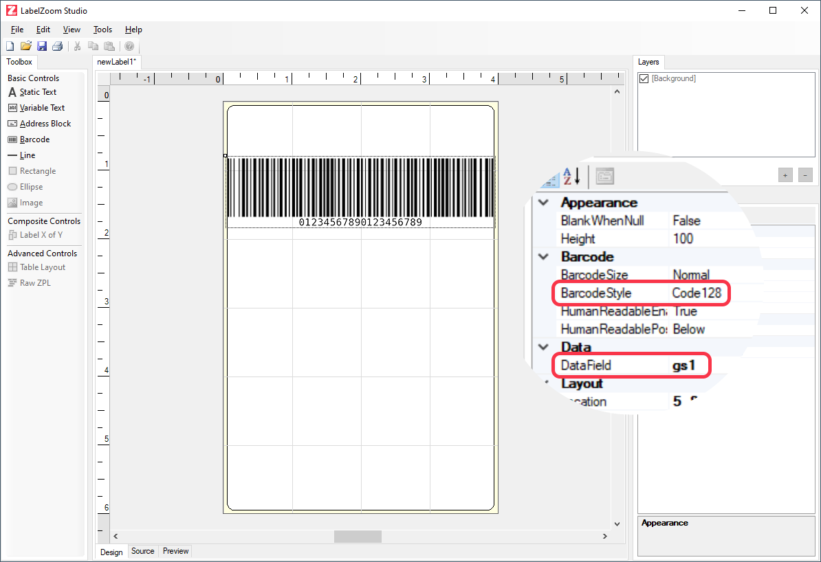 LabelZoom Studio GS1 Barcode